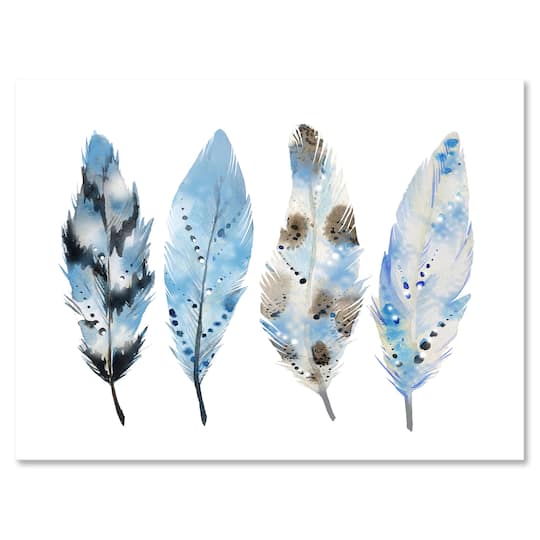 Designart - Blue Boho Feathers I